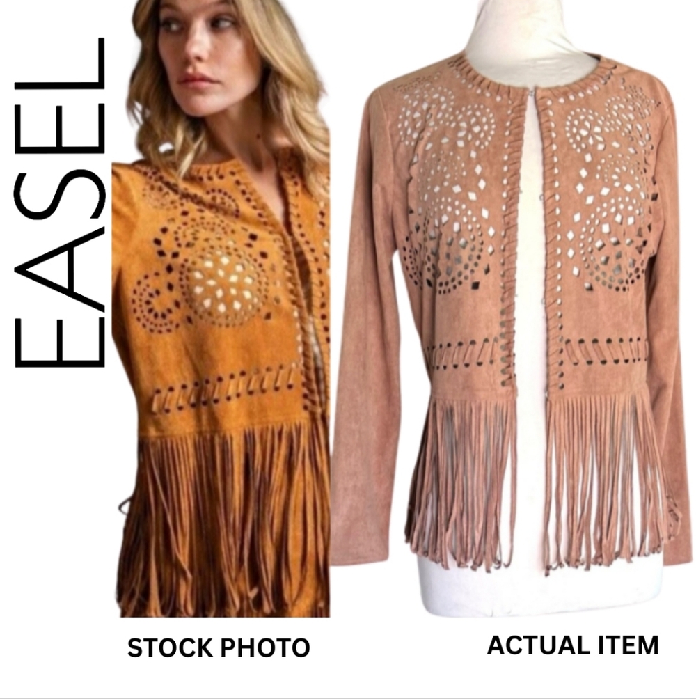 Easel Soft & Lux Suede Jacket In Dusty Rose Oversized Small Medium - Picture 4 of 9